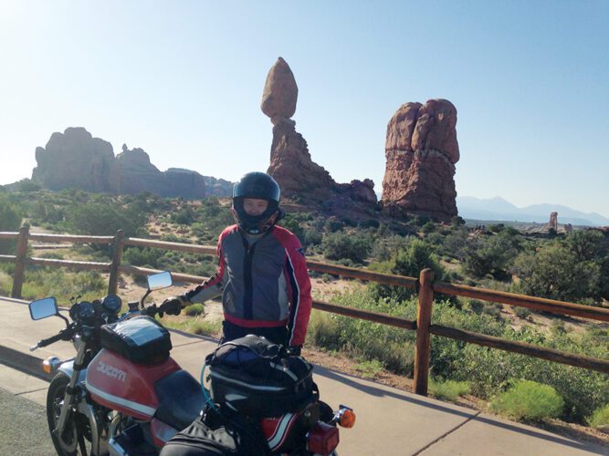 Riding Through Arches National Park on a 1978 Ducati Darmah 900